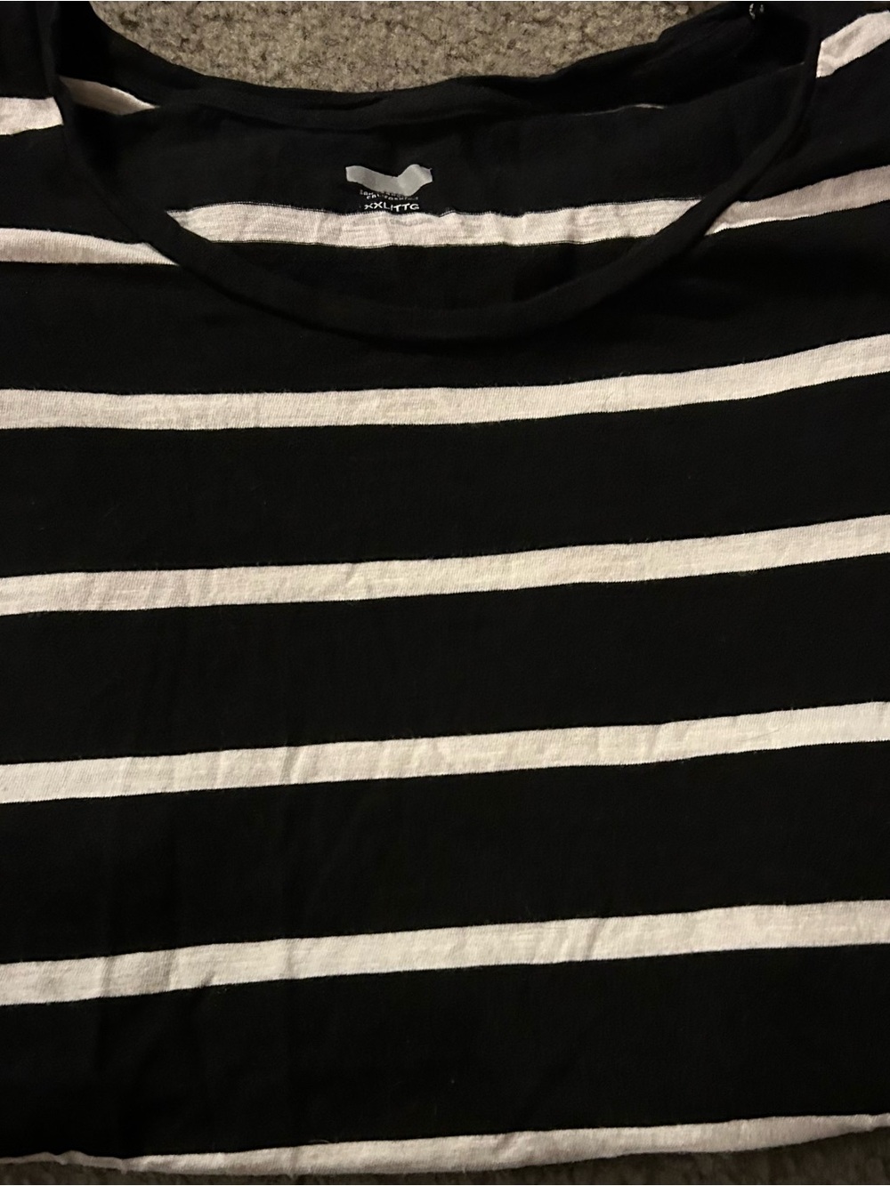Black and White Striped Crew Neck Top